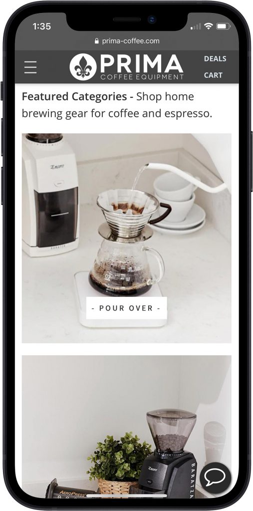 Prima Coffee Homepage Mobile