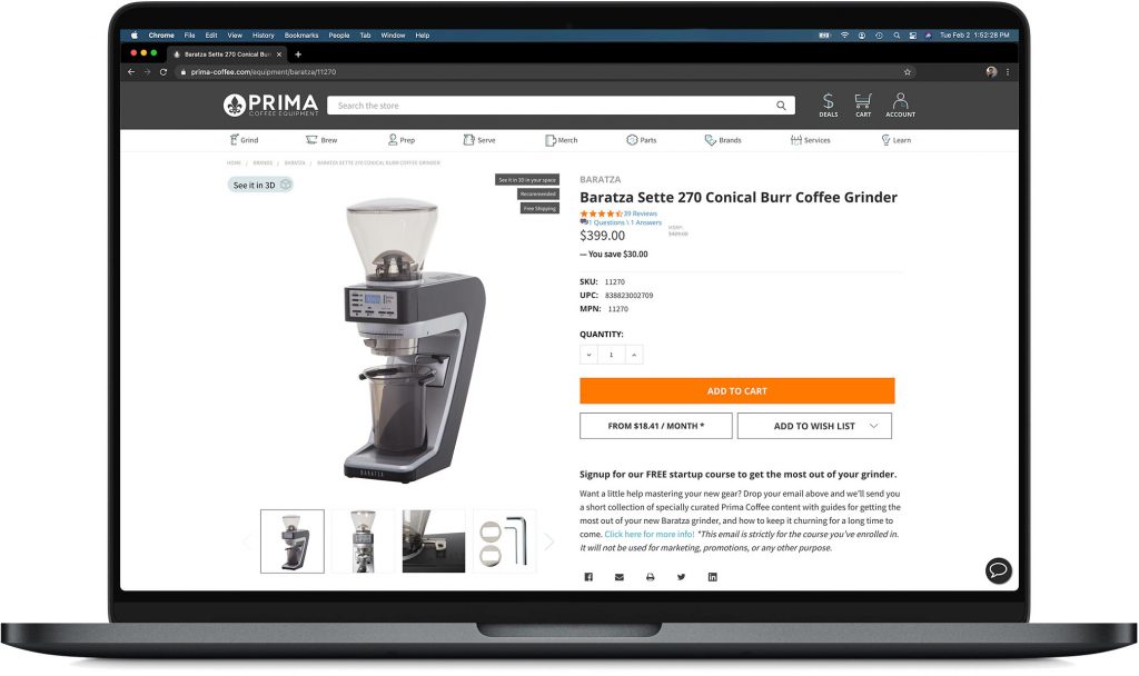 Prima Coffee Product Page